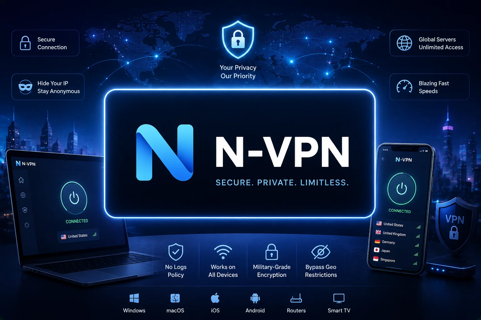 N-VPN subscription editorial photography